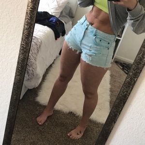 Blue high waisted shorts
